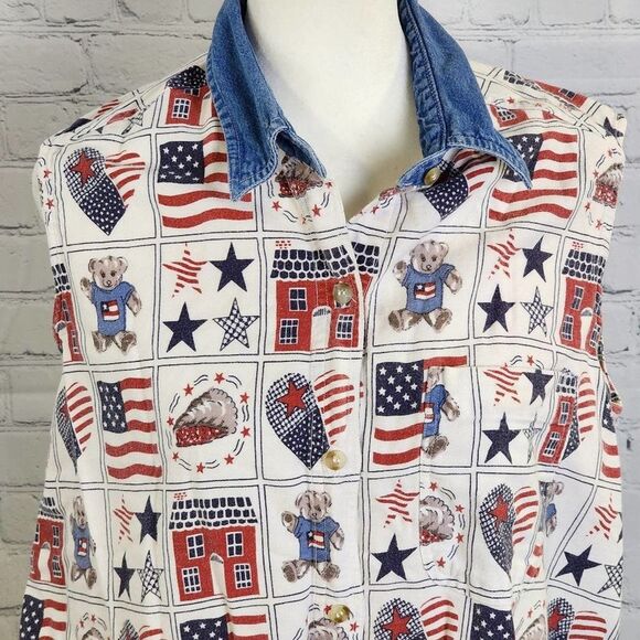 Vintage Quizz sleeveless patriotic shirt - Picture 2 of 6